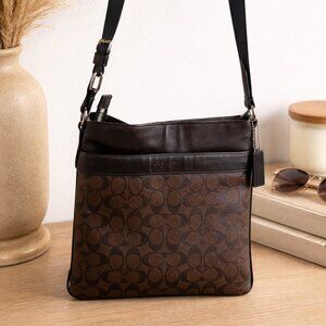 Coach Charles Crossbody Shoulder Bag- Brown PVC Leather